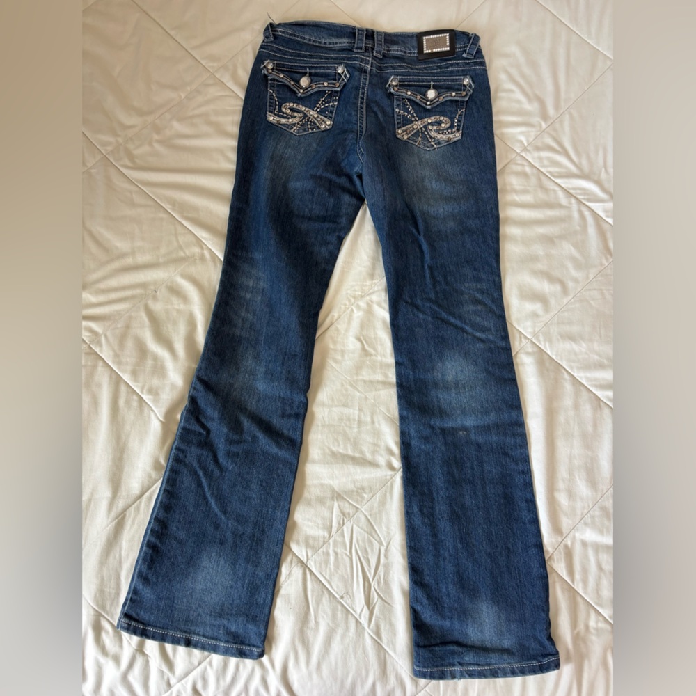 Women's Blue Jeans with Embellished Pockets
